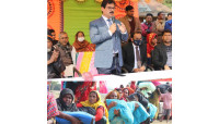 গোমস্তাপুরে আশ্রয়ণ প্রকল্পে জেলা প্রশাসকের কম্বল বিতরণ 