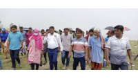 সদরের নারায়নপুর ও শিবগঞ্জের পাঁকায় পদ্মার  ভাঙ্গন পরিদর্শনে জেলা প্রশাসক 