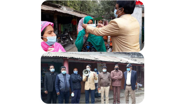পৌরসভার ১নং ওয়ার্ডে জেলা আওয়ামী লীগের সহ-সভাপতি ডা. রাব্বানীর ফ্রি মাস্ক বিতরণ 